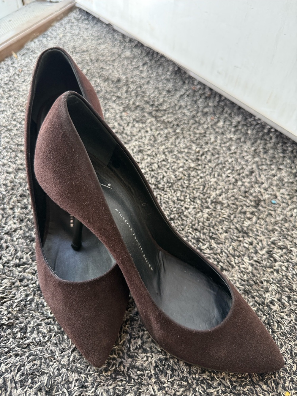 Giuseppe Zanotti Brown Velvet Pointed Toe Stilettos Size 40